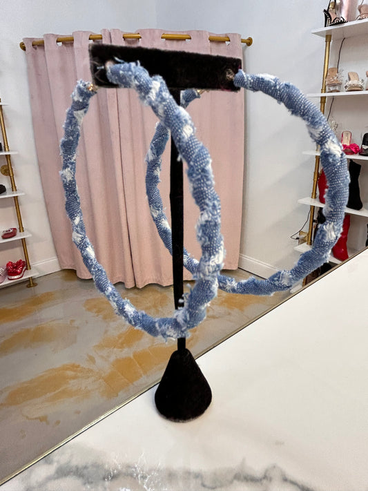 Distressed Denim Hoops-Circle